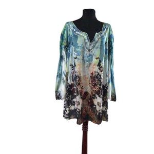 Plus size Tunic Mushka by Sienna Rose Tunic top 3X Cool print boho modest tunic